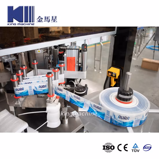 Fully Automatic Hot Melt Glue OPP Pet Flat Round Plastic Bottle Square Bottle Carbonated Drink Juice Beverage Drinking Water Bottle Labeling Packing Machine