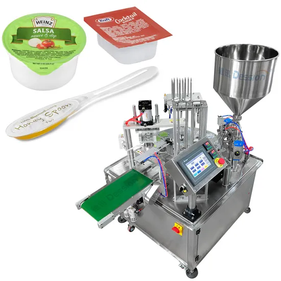 Automatic Small Cup Filling Sealing Liquid Packing Machine Price with Ice Cream/Syrup/Sauce/Tomato Paste/Oil/Dipping Sauce/Ketchup/Hummus/Mustard Factory 
