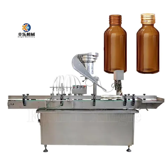 Pharmaceutical Automatic Oral Syrup Liquid Glass Filling Sealing and Cap Press Screw Capping Machine 