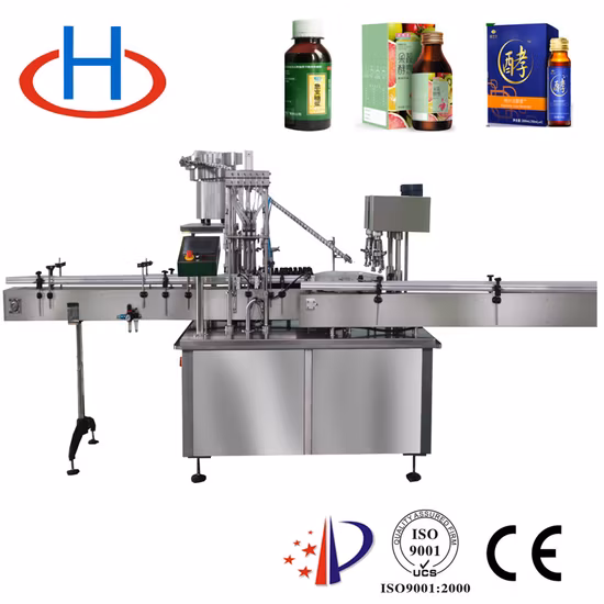 Automatic Oral Liquid Glass Pet Small Bottle Liquid Equipment Filler Syrup Filling Machine Price Cap Press Screw Capping and Labeling Production Line Machine