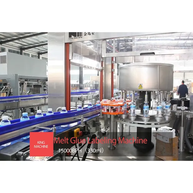 Fully Automatic Hot Melt Glue OPP Pet Flat Round Plastic Bottle Square Bottle Carbonated Drink Juice Beverage Drinking Water Bottle Labeling Packing Machine 
