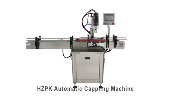 Hzpk Automatic Screw Glass Tight Cap Bottle Small Oil Filling and Capping Machine 